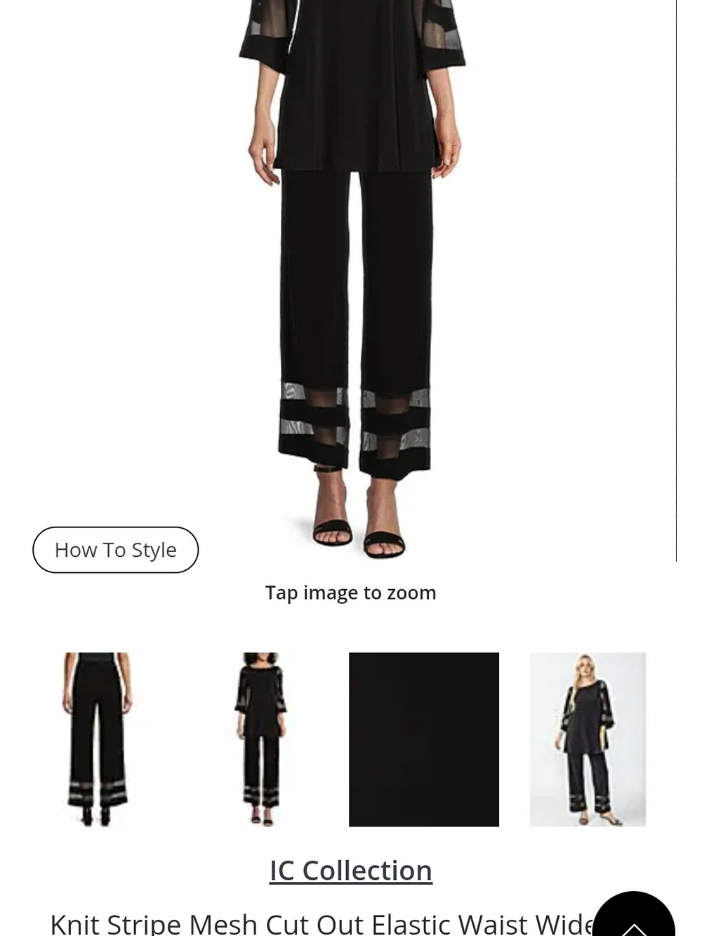 IC COLLECTION Black Wide-Leg Knit Pants with Mesh Stripe Hem